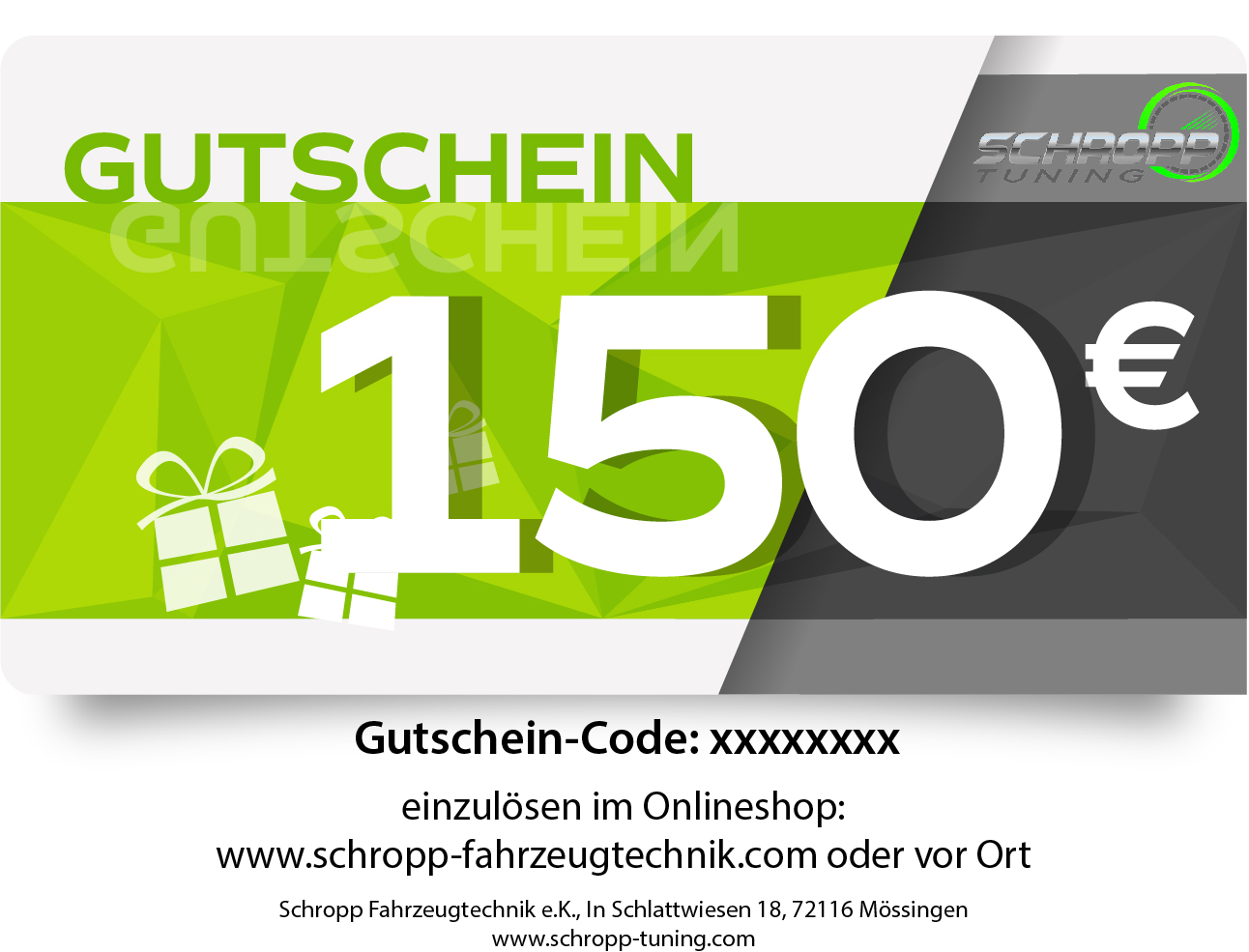 Schropp Geschenkgutschein – 150 €